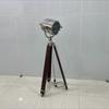 Spotlight Chrome Finish Floor Lamp Searchlight Polish Wood Tripod Home Décor Corner Lamps