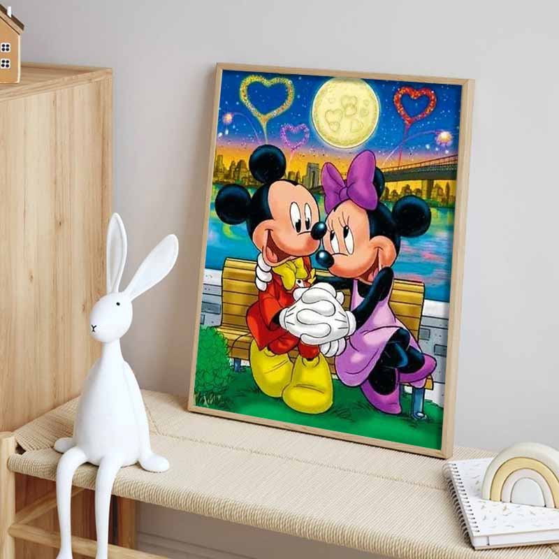 Disney Diamond Painting Mickey Minnie Romantic Date Theme Illustration DIY 5D Cartoon Mosaic Cross Stitch Gift Room Decoration