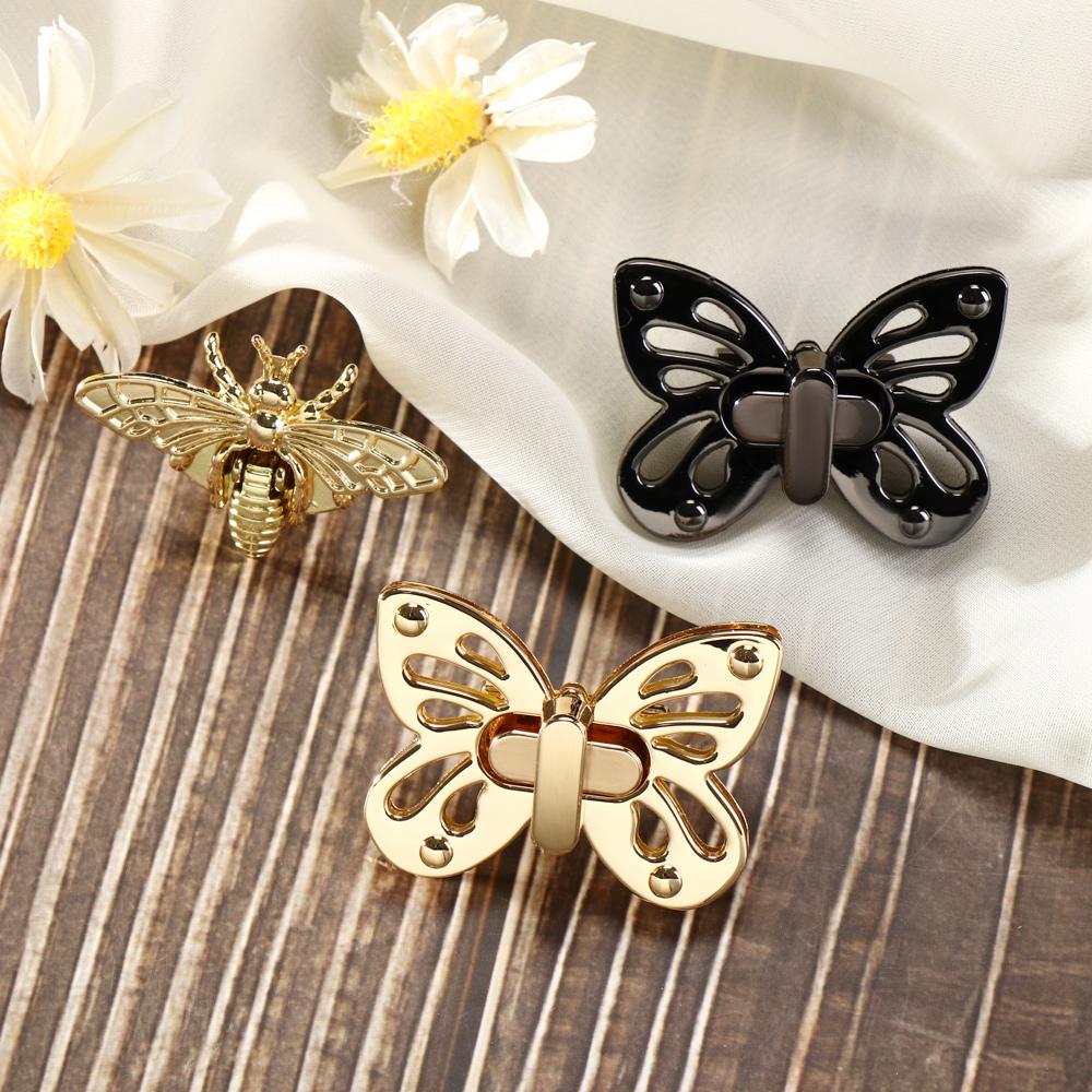 Fashion Handbag Purse Leather Craft Retro Turn Lock Bag Clasp Hardware Bee Shape Metal Buckles