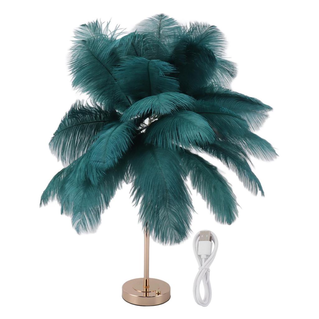 Decorative Table Lamp 30PCS Feathers USB Rechargeable Light Touch Control Desk Light Built In