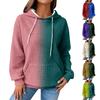 Stickad huvtröja för damer - Långärmad tröja med ficka, ledig lös passform för dagligt bruk/utomhus