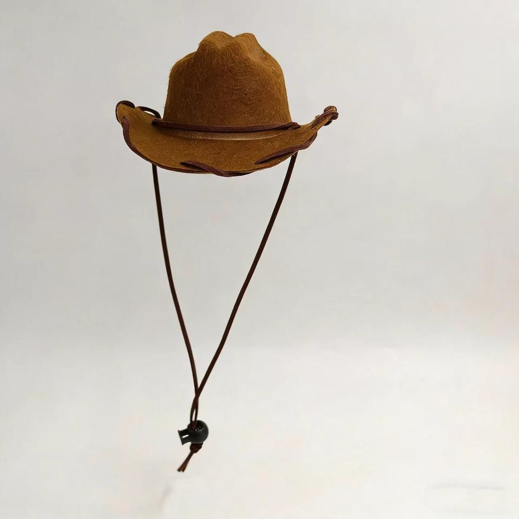 Pet handmade punched rope cowboy hat puppy cat western cowboy hat pet 13cm shaped small hat