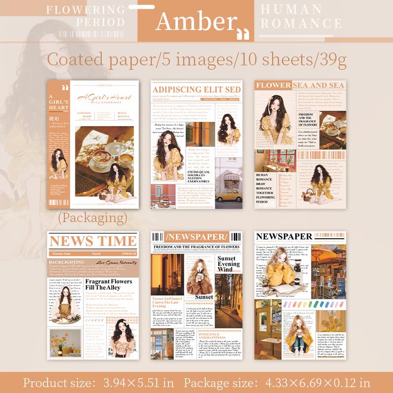 10 pcs Large size Vintage Magazine style Stickers Album Decorative Scrapbooking handmade Collage material