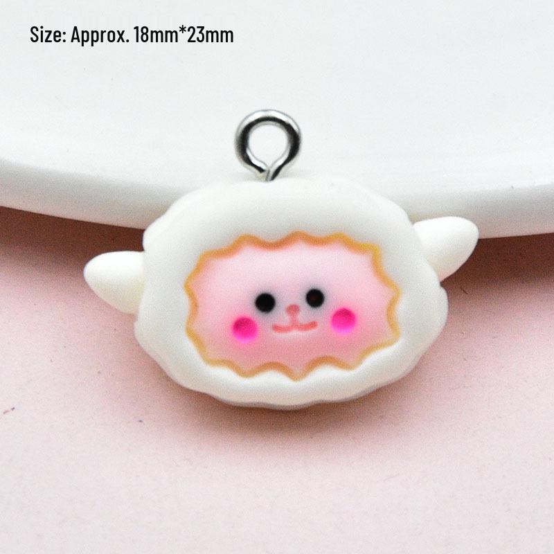 Colorful Resin Cartoon Animal Keychain: Sheep, Rabbit, Frog Pendant for DIY Jewelry