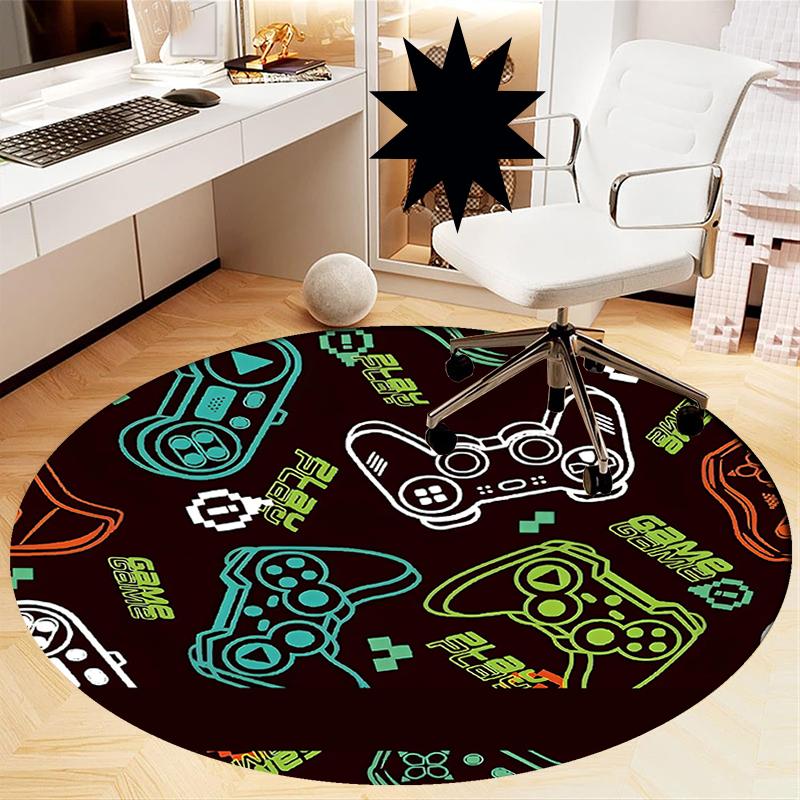 Game Controller Printed Round Rug Carpet Chair Rug Area Rug Entryway Doormats,for Office Chair Living Room Bedroom Kitchen Room.