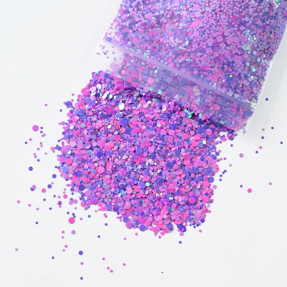 50g X 1bag Nail Round Flake Sparkly 12-Design Ultra-thin Chunky Dazzling Multi-Color Colorful Flakes DIY Nail Tip Art Decoration
