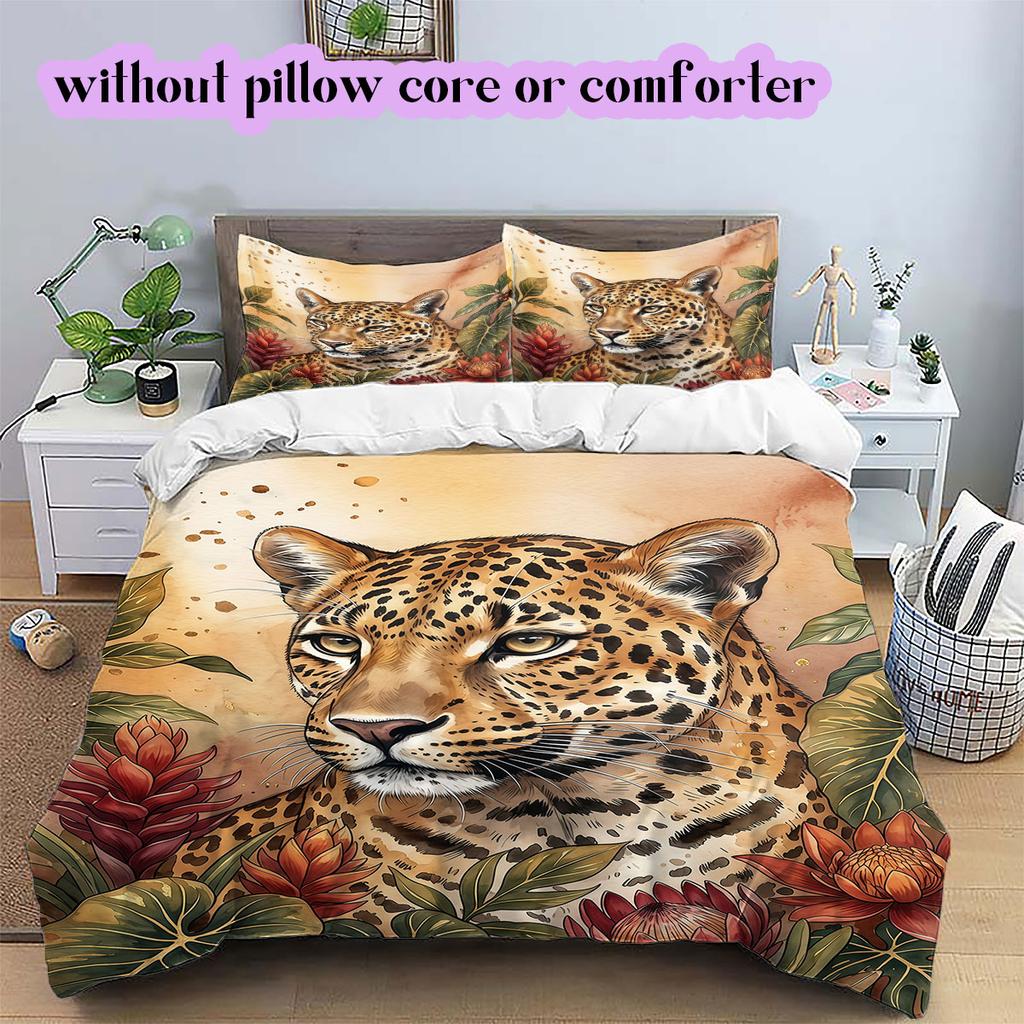 Watercolor Animal Painting Pattern Bedding,Quilt Set Quilt Cover Pillowcase Home Birthday Gift (1*duvet Cover+2*pillowcase,without Core)
