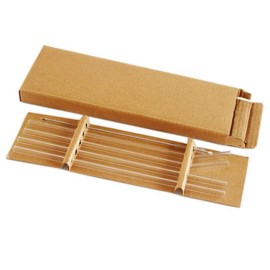 

5 шт. Прозрачные стеклянные прямые изогнутые соломинки Щетка для чистки для напитков