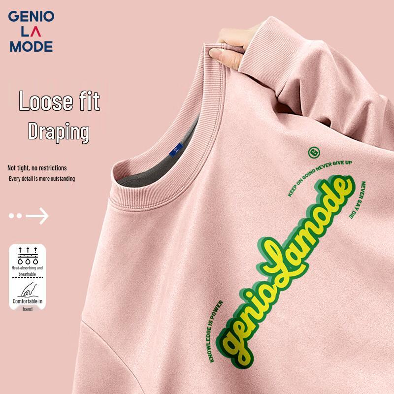 

GENIOLAMODE Men s Heavyweight Fleece-Lined Suede-Feel Crew Neck Sweatshirt XL