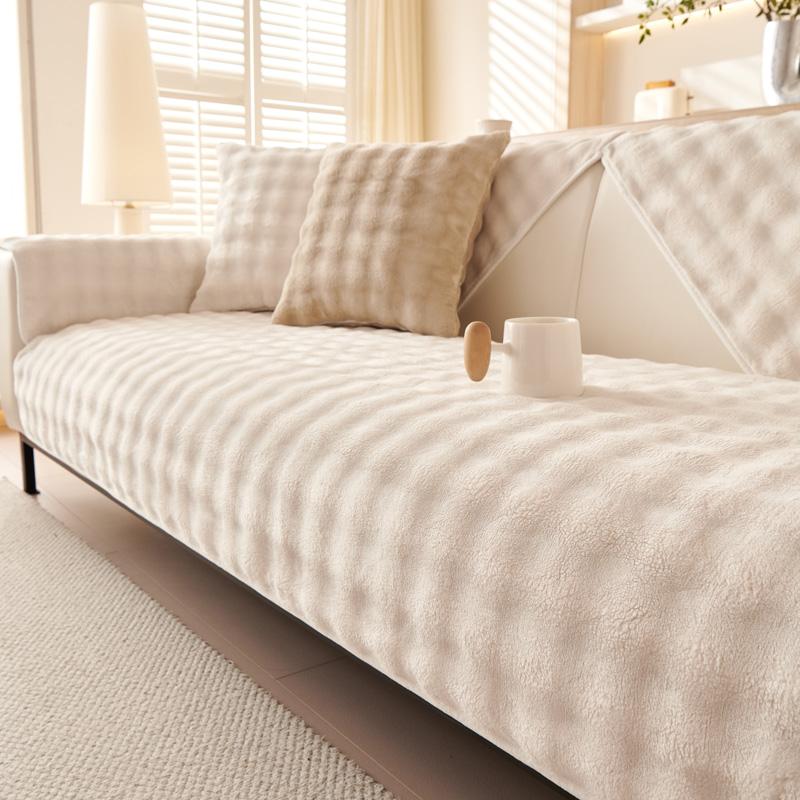 Verdickter Sofabezug aus Plüsch, universeller Sofatuchbezug in einfarbiger Optik, rutschfeste Couchbezüge, Sofatuch für das Wohnzimmer