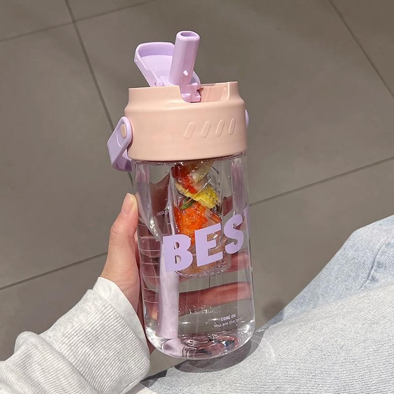 Large Capacity Flower Tea Cup with Straw, Ideal for Students and Children – Big Belly Design with Tea-Water Separation Feature.