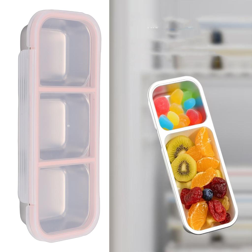 Snack Container   Proof Stainless Steel 3 Compartments Easy Cleaning Metal Snack Container