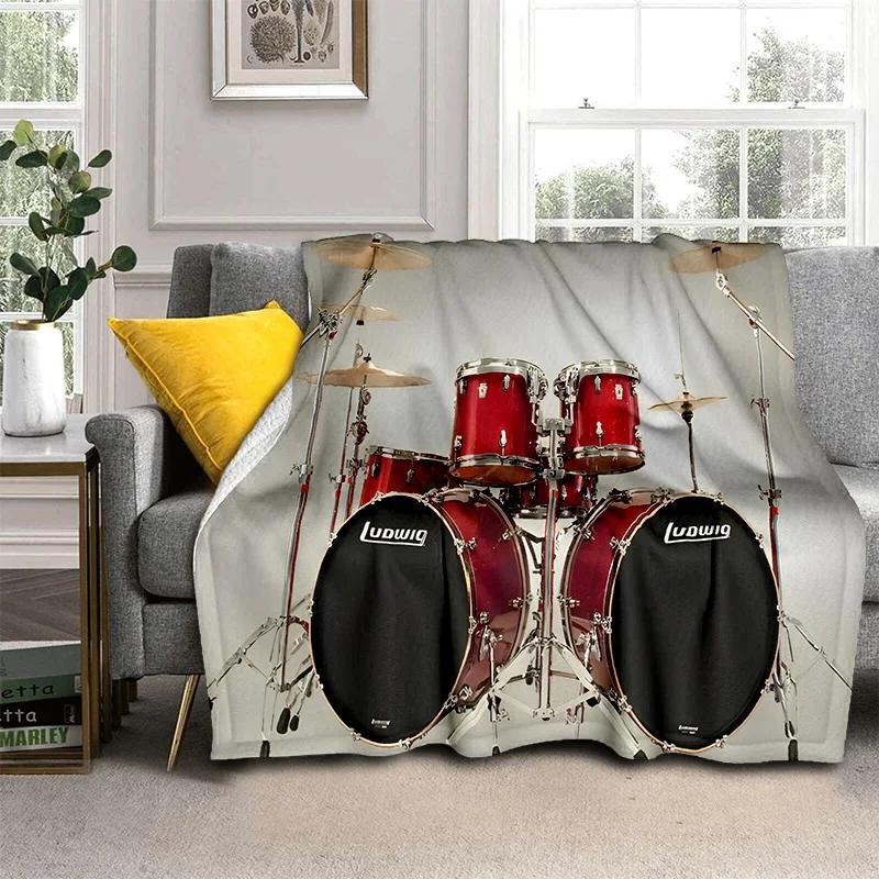 Music Instruments Drum Kit  Drum Set Blanket,Soft Throw Blanket for Home Bedroom Bed Sofa Picnic Travel Office Cover Blanket Kid