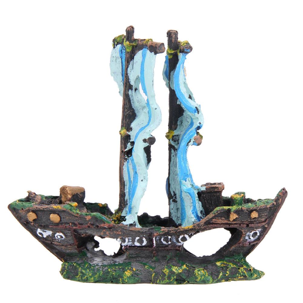 Pirate Ship Aquarium Decoration: Fish Tank Shrimp Hideaway & Resin Cave Ornament