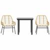 VidaXL Ensemble à manger jardin coussins 3pcs marron poly rotin verre 3334555