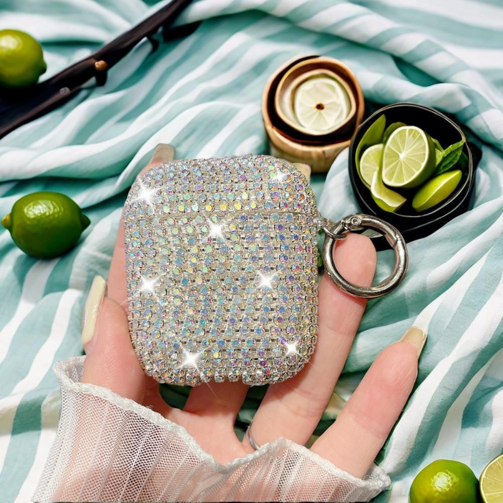 Diamond Studded Earphone Case, Water Diamond Earphone Case with Diamond Earphone Protective Cover, Apple Airpods Diamond Sticker Protective Case