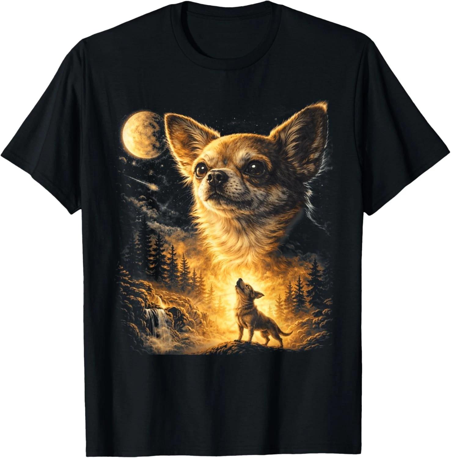 Chihuahua Howling to The Moon Vintage Funny Chihuahua Dog T-Shirt unisex T-Shirt 2XL