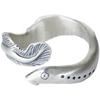Anello Regolabile in Argento Thailandese Yin Taifei Intagliato a Mano Design Anguilla