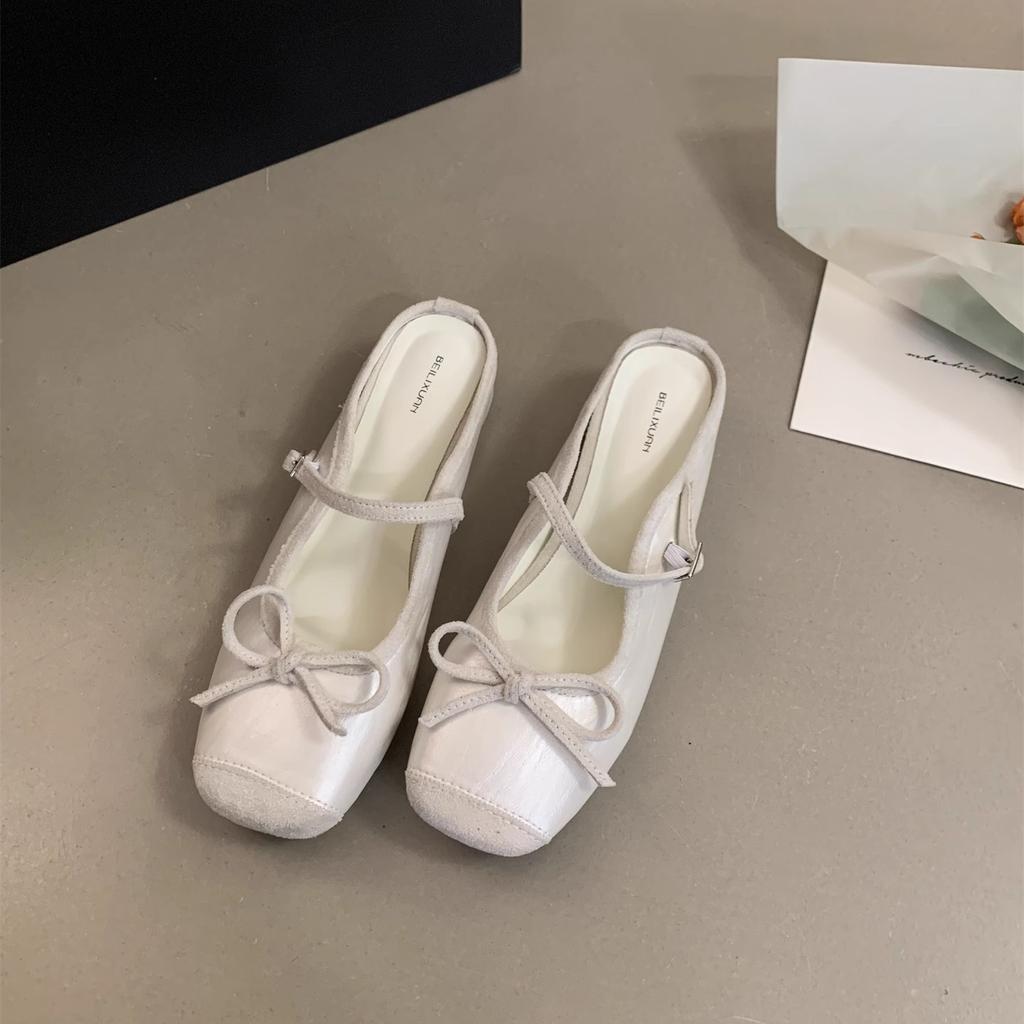 Inner height-increasing silver bag head half slippers women's outer wear 2025 new summer fairy evening platform Mary Jane single shoes