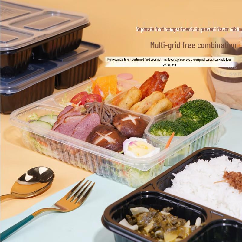 Zebian Disposable Compartmented PP Plastic Lunch Boxes with Lids