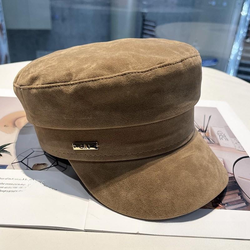 Modern Velvet Beret Hat For Women With Sun Shade For Fall Winter Casual Style
