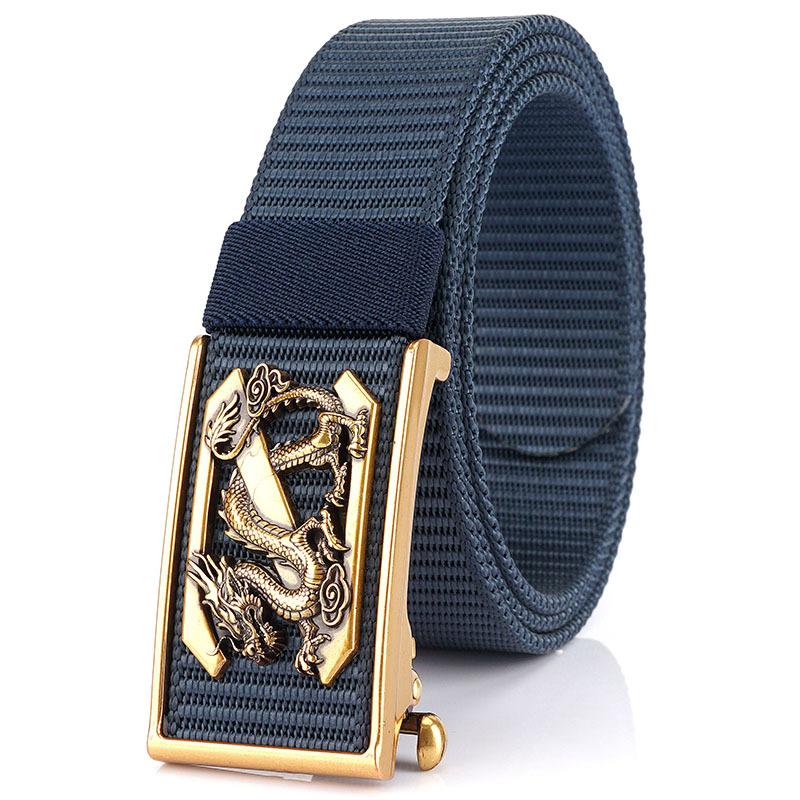 New Men'S Commuting Belt With Automatic Buckle Nylon Waistband, Outdoor Leisure Versatile Double-Layer Thick Belt
