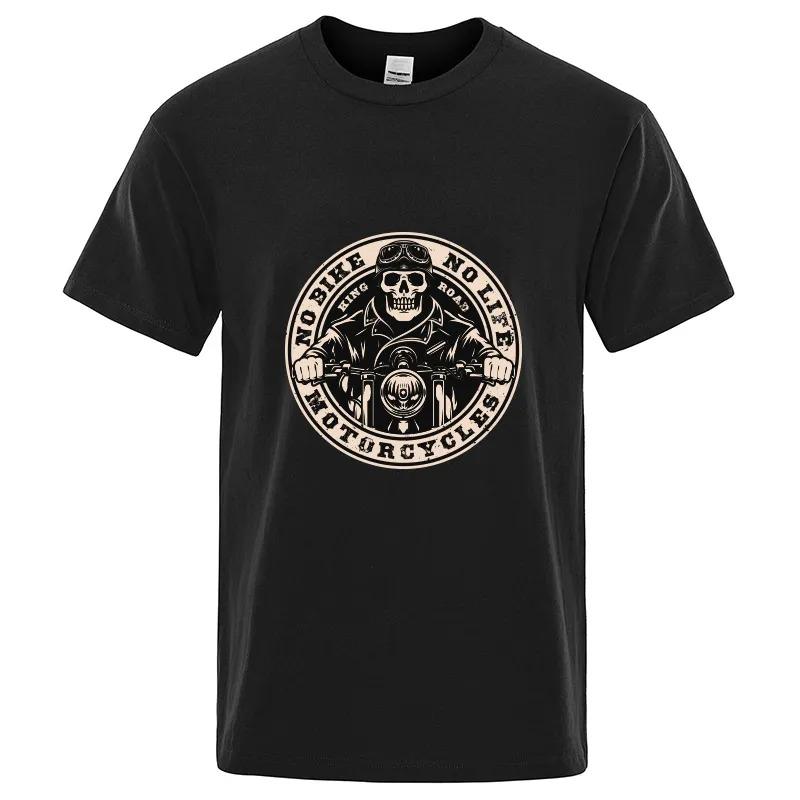 Bavlněné tričko s krátkým rukávem Motocyklový závislák Píst Lebka Tričko Pánské Hip Hopové Tričko Cool Trička Harajuku Streetwear Móda