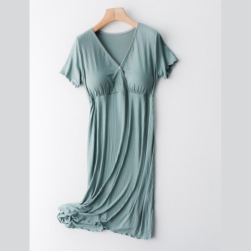 Letní kojící noční košile: Lehké šaty s krátkým rukávem střední délky pro ženy po porodu a těhotné