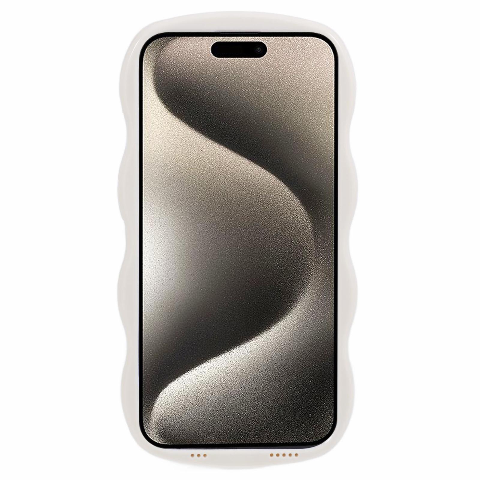 

WT Series for iPhone 15 Case Wavy Edge TPU+PC Phone Cover White