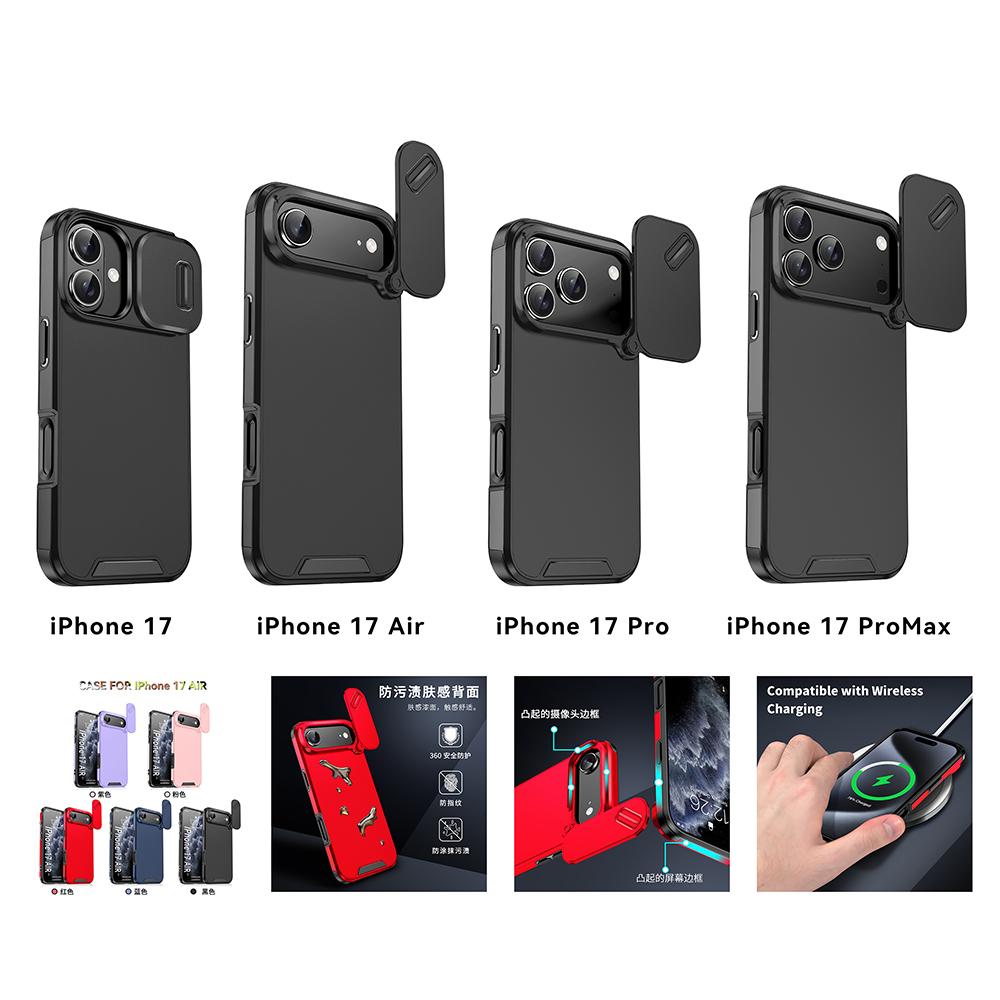 Slide Camera Lens Protection Phone Case For iPhone 17Air 16E 17 Pro Max 17Pro Shockproof Armor Cover Shell For iPhone 17 Sleeve