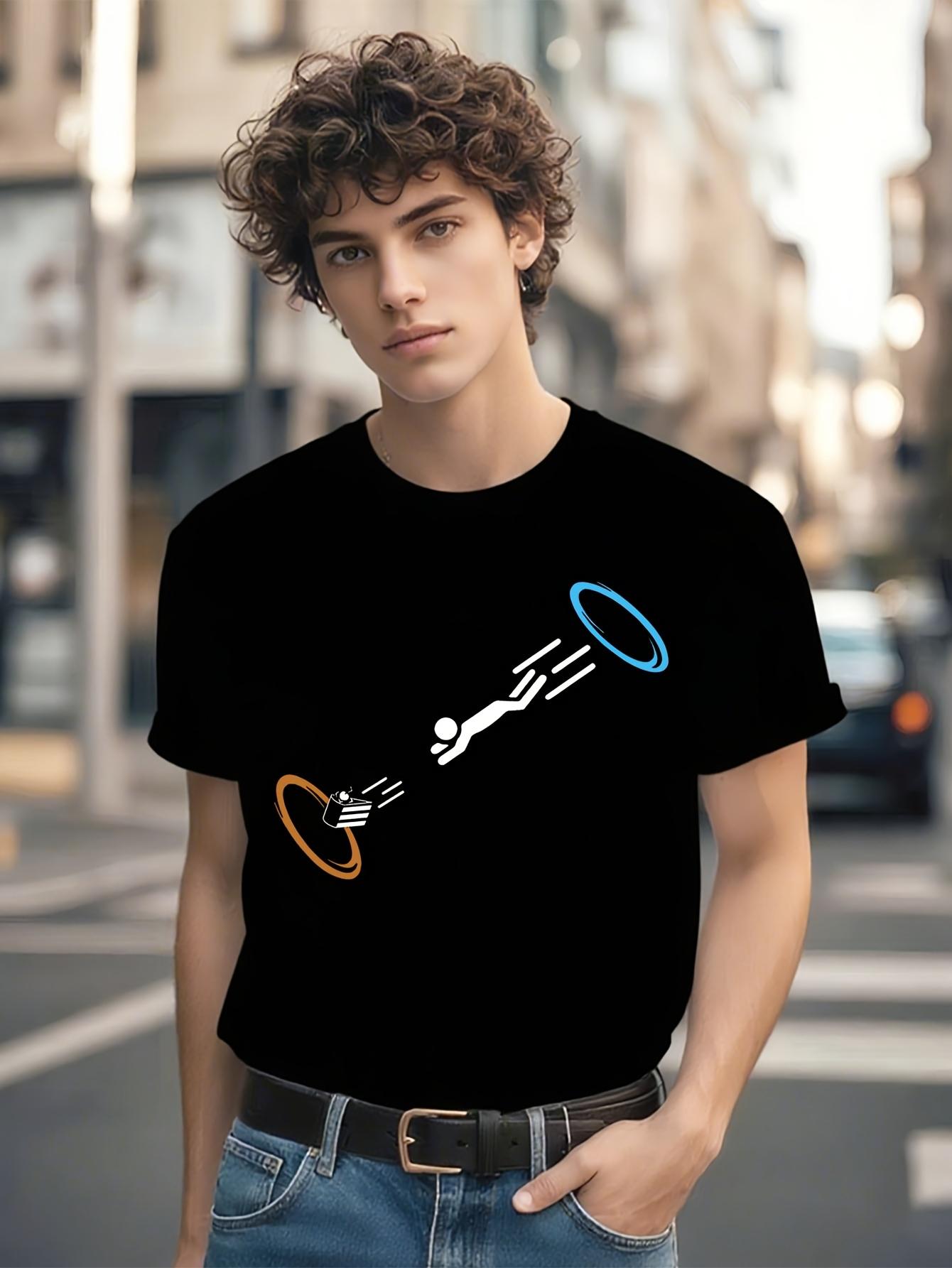 Half-Life 2 Aperture Science Logo Vintage T-shirt - Black Casual Crew Neck Cotton Tee with Time Travel Game Graphic M