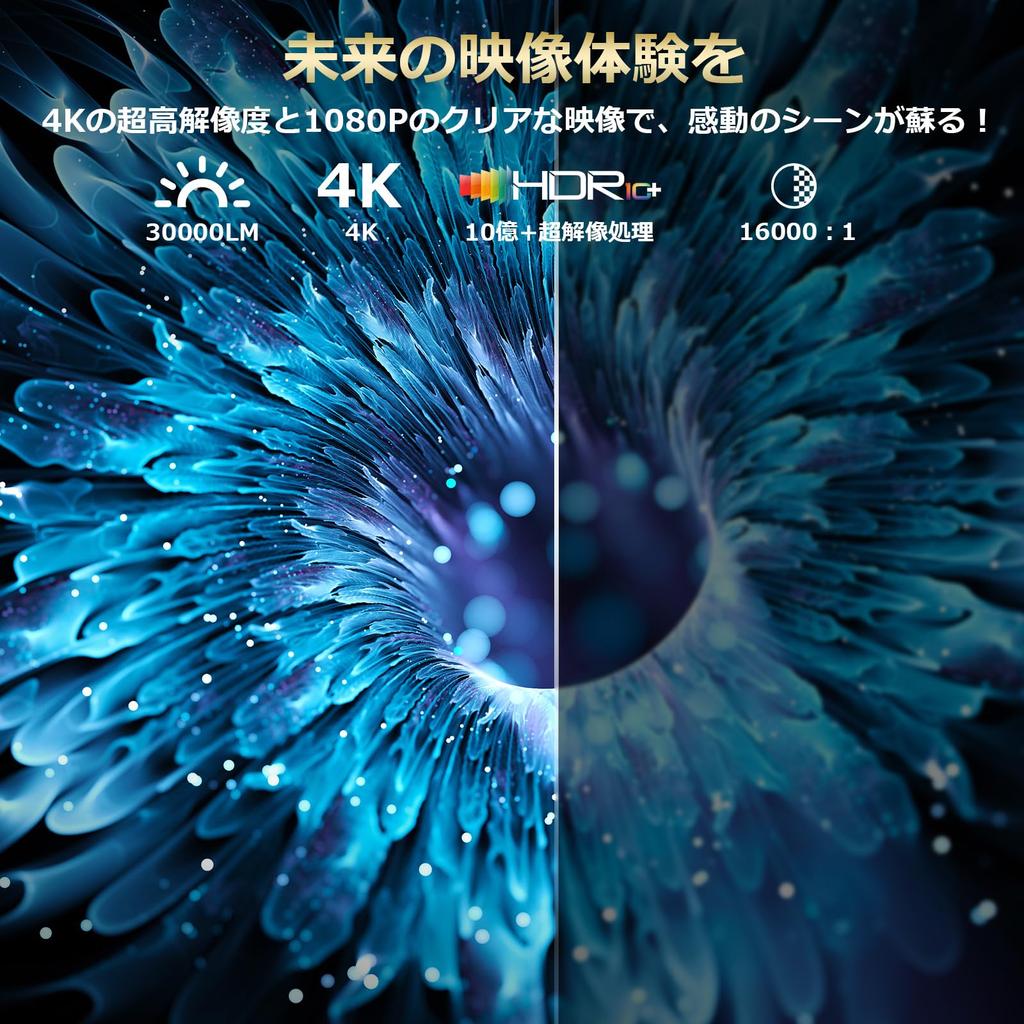 Boleve Nejnovější Plně Uzavřená Domácí Vysoká 4K Ultra HD Projekce s 10W HiFi Stropním 6 Okamžitým Bluetooth HiFi Plně Automatická Korekce Lichoběžníkového Zkreslení Velká Obrazovka