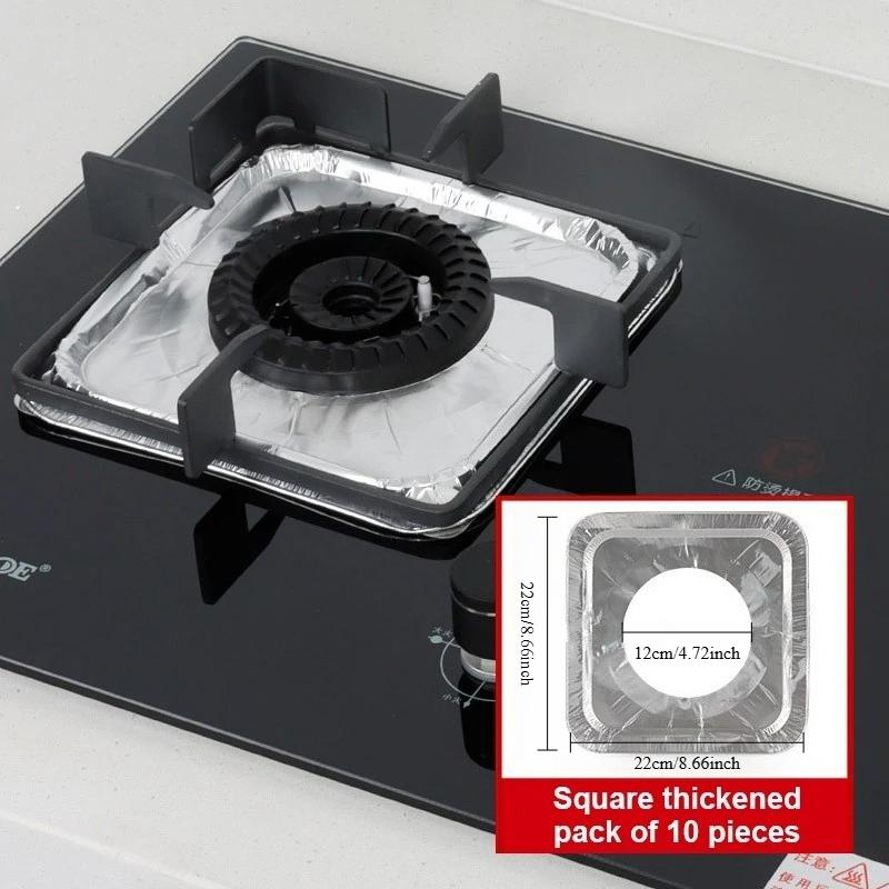 10pcs Aluminum Foil Covers Gas Stove Oil Proof Pad Protector Cleaning Pad for Kitchen Stove Top Cleaning Parts Accessories