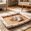 Pet Cooling Mat Summer Cooling Dog Bed Mat Washable Cooling Rattan Mat with Raised Edge Non-slip Bottom for Cats And Dogs