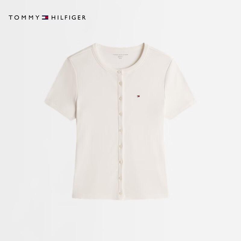 Tommy Hilfiger Women s Ribbed Short Sleeve Cardigan T-Shirt M