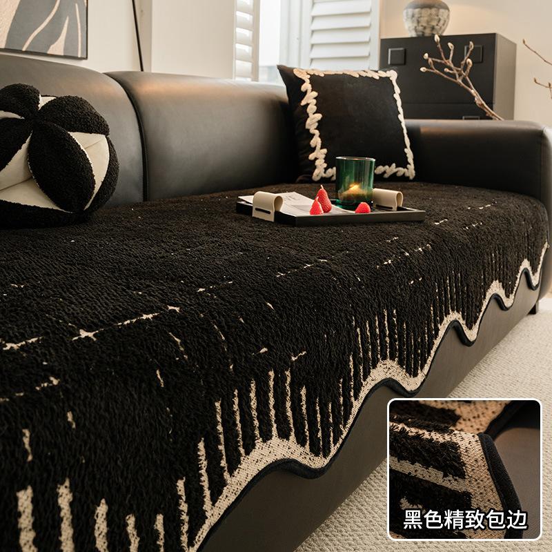 Premium Leather Sofa Cushion Autumn And Winter  New Plush One-Piece Straight Non-Slip Seat Cushion Sofa Cover