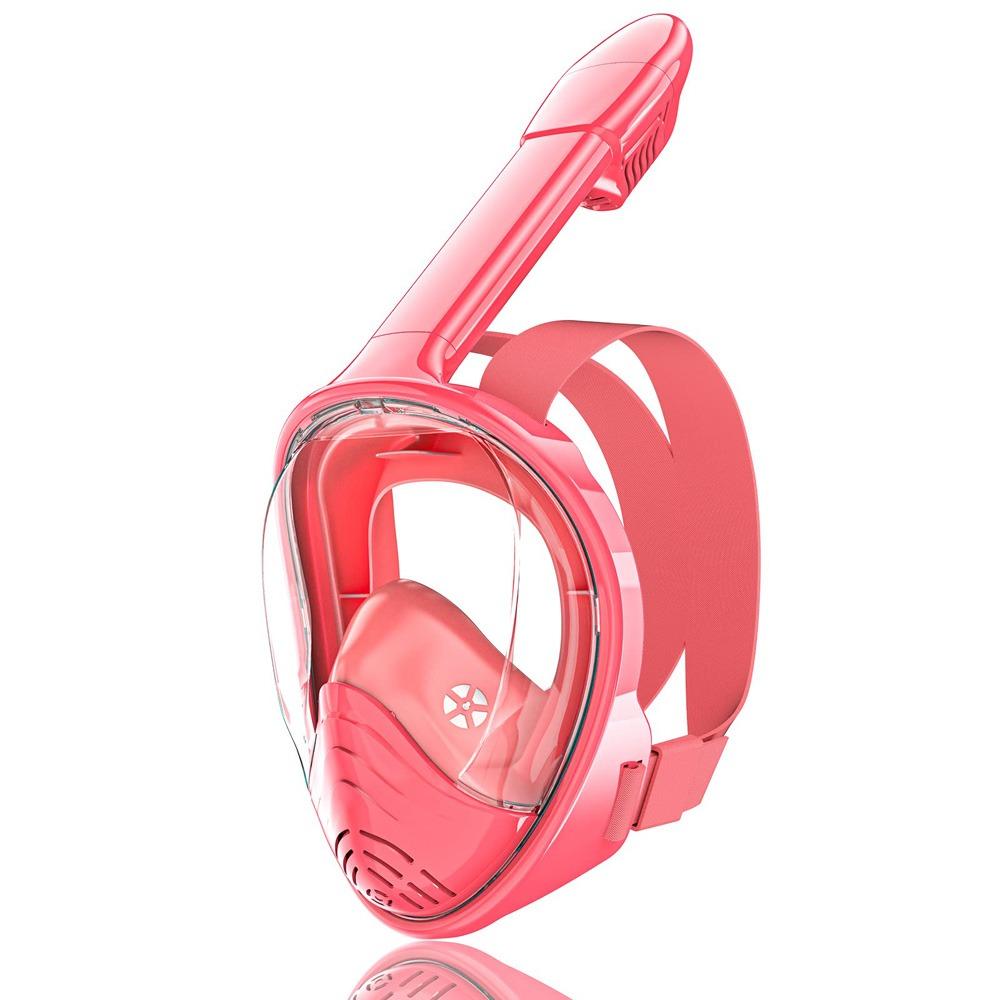 Wide View Kids Full Face Snorkel Mask Anti-Leak Underwater Scuba Mask Diving розовый