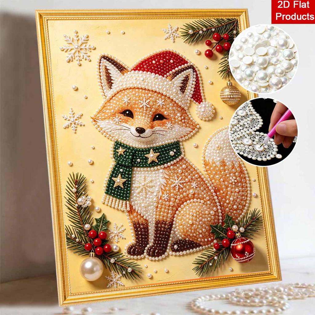 Christmas Pearl Painting Kit Handmade DIY Fox Snowflakes Home Decoration Painting