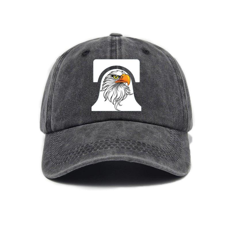 Eagle Print Washed Distressed Soft Top Retro Sun Visor Baseball Cap Unisex Cap