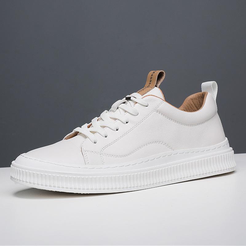 2025 Autumn Men S Korean Version Versatile Sports Board Shoes Leather Casual White Shoes Men Men S Shoes 38