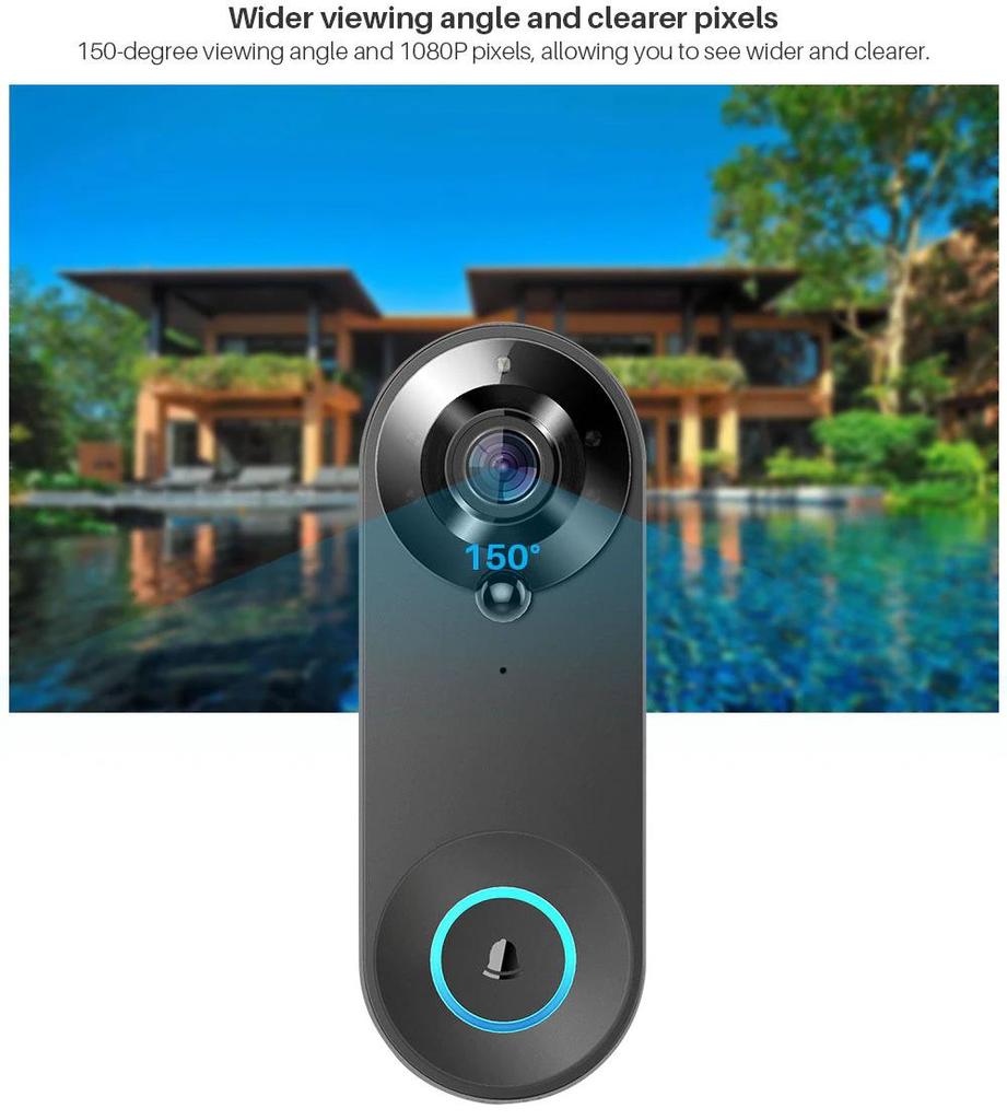 Smart WiFi Wireless Video Doorbell with Remote Home Monitoring and Voice Intercom