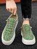 Fashion Man Shoe Low-Top Print Khaki Canvas Sneakers With Laces 2025 Trend Elegant Without Leather Fashion Price Casual Shoes for Men
