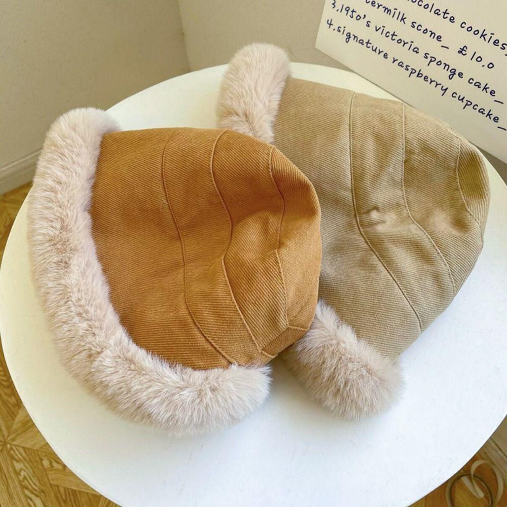 Soft Women Plus Velvet Casual Warm Panama Hat Sun Cap Bucket Hat Fisherman Cap