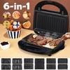 750W 6-in-1 Electric Waffle Machine Maker Multifunctional Sandwich Maker Home Muffin Cake Donut Bubble Waffle Maker Breakfast