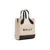 Bally Bar Leather Tote Bag With Gold Metal Accents Mini Women Tote Bags White 6306502