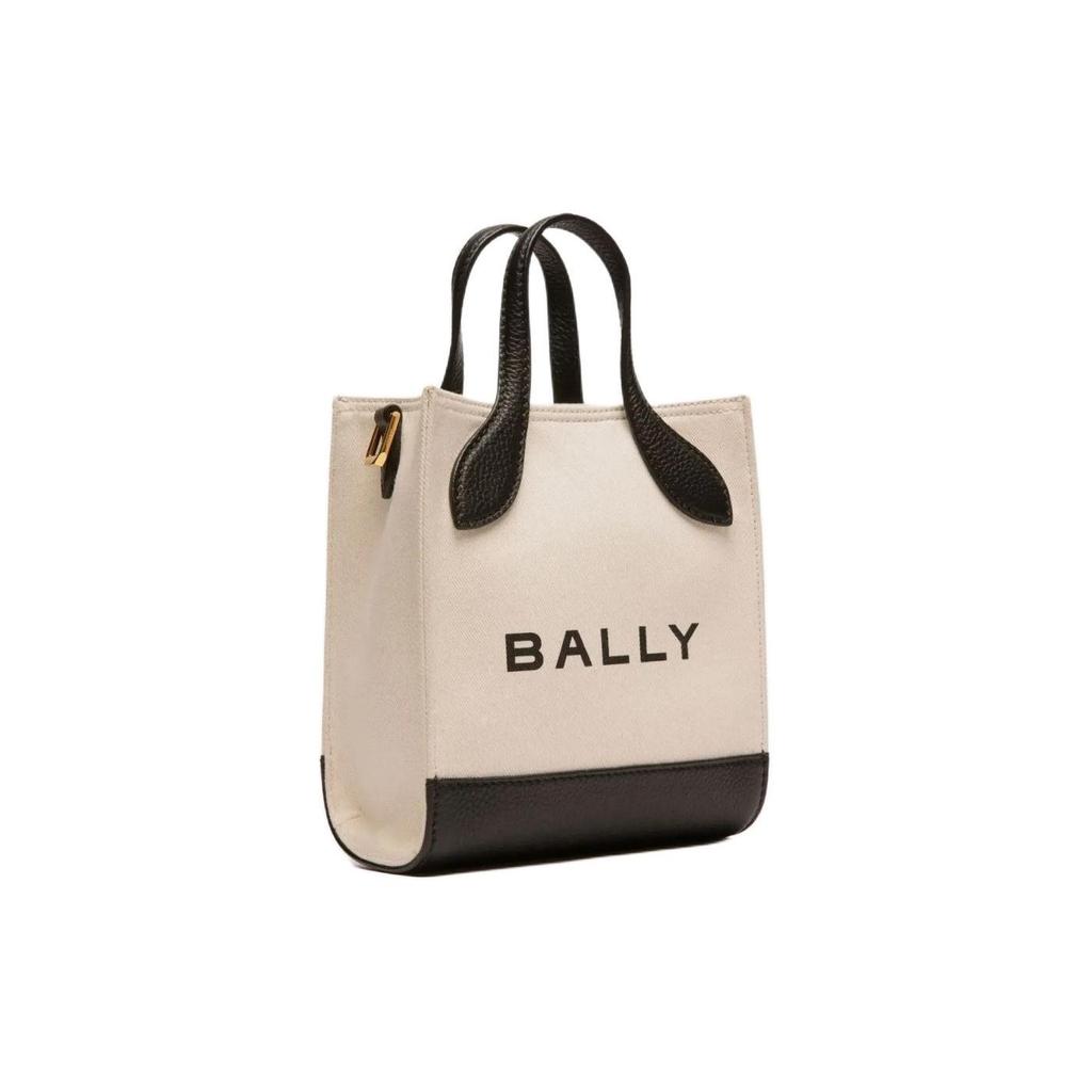 Bally Bar Leather Tote Bag With Gold Metal Accents Mini Women Tote Bags White 6306502