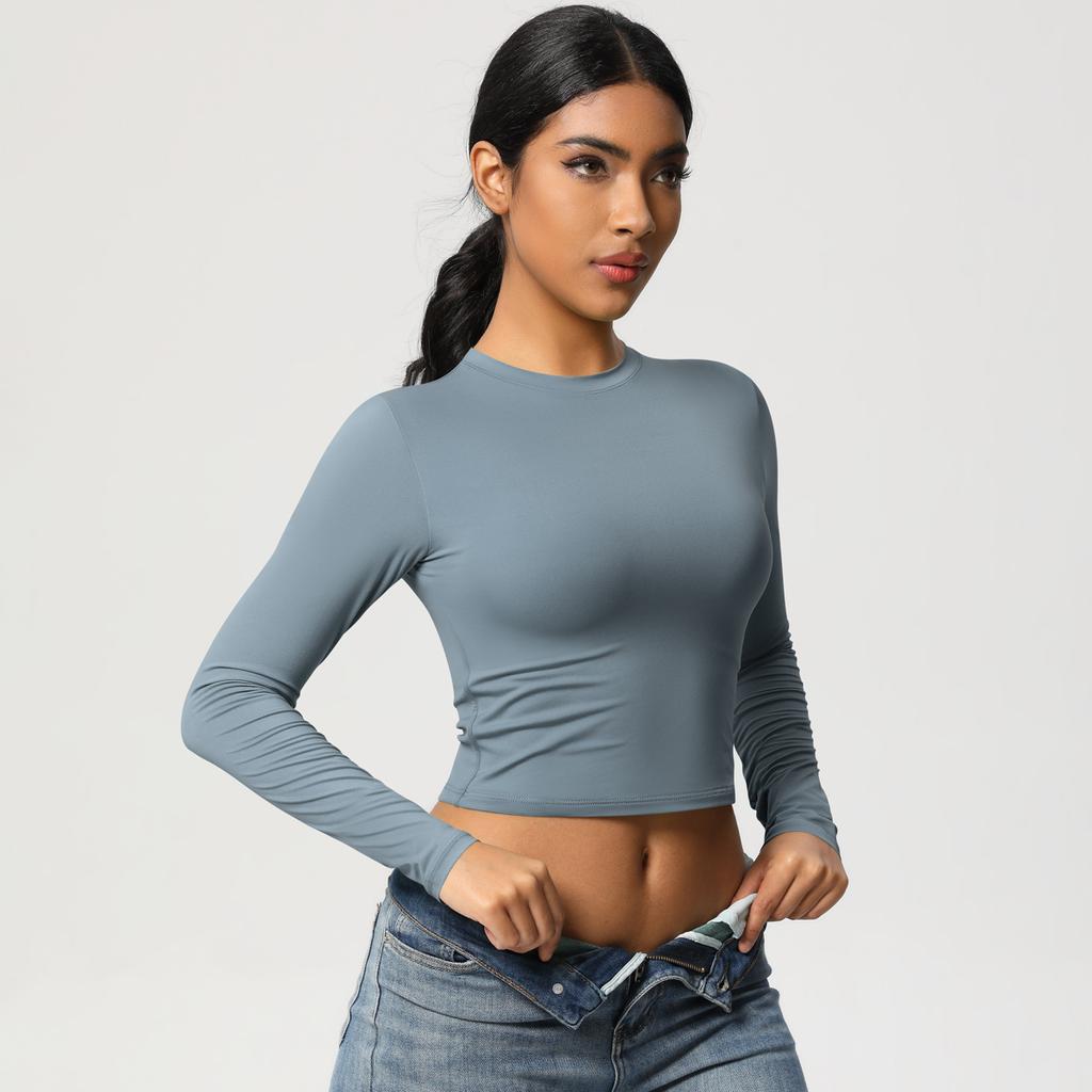 Women Sports T-Shirts Long Sleeves Compressed Quick-dry Super Elastic Suitable For Running Fitness Training Yoga