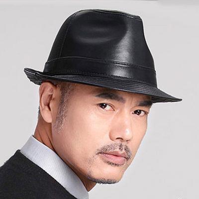 Men's Top Hat Middle-aged Men's Winter Casual Outdoor Jazz Hat Short Brim Middle-aged and Elderly Hat Leather Hat