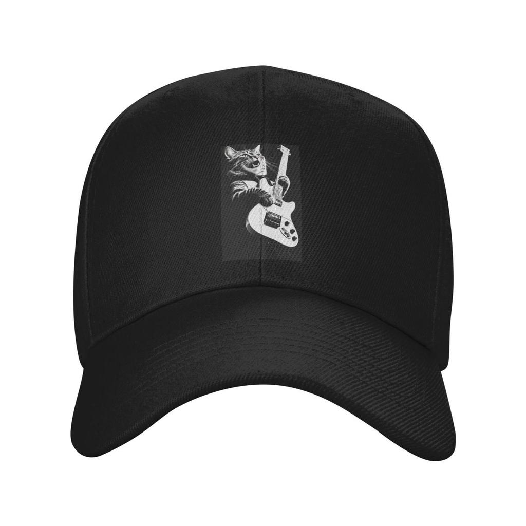 Rock Cat Playing Guitar Cartoon Guitar Cat Baseball Caps Fashion Men Women Hats Casual Cap Sports Baseball Hat Casquette