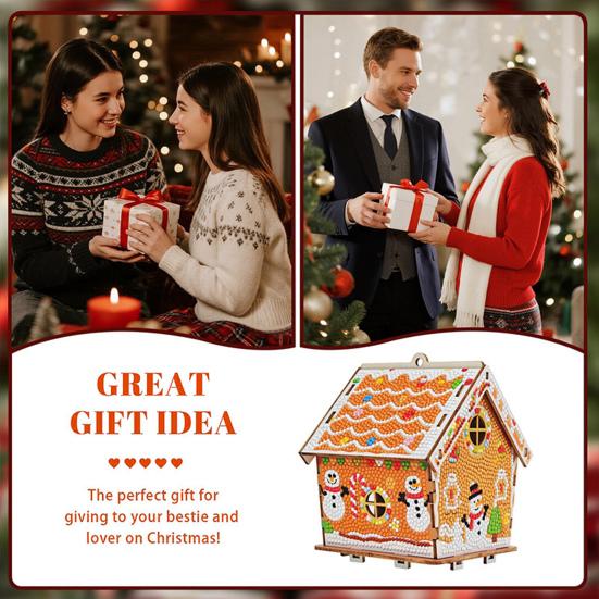 Julgransdekoration Pepparkakshus Trä DIY Pusselset Familjehelg Träd Prydnad Heminredning